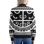 Polynesian Tribal Tattoo Pattern Print Women's Bomber Jacket