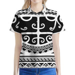 Polynesian Tribal Tattoo Pattern Print Women's Polo Shirt