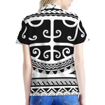 Polynesian Tribal Tattoo Pattern Print Women's Polo Shirt