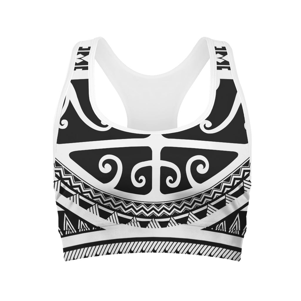 Polynesian Tribal Tattoo Pattern Print Women's Sports Bra