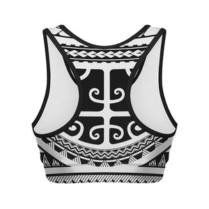 Polynesian Tribal Tattoo Pattern Print Women's Sports Bra