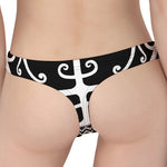 Polynesian Tribal Tattoo Pattern Print Women's Thong