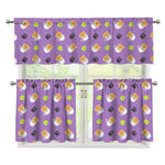 Pomeranian In Tea Cup Pattern Print 3 Piece Kitchen Curtains