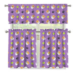 Pomeranian In Tea Cup Pattern Print 3 Piece Kitchen Curtains