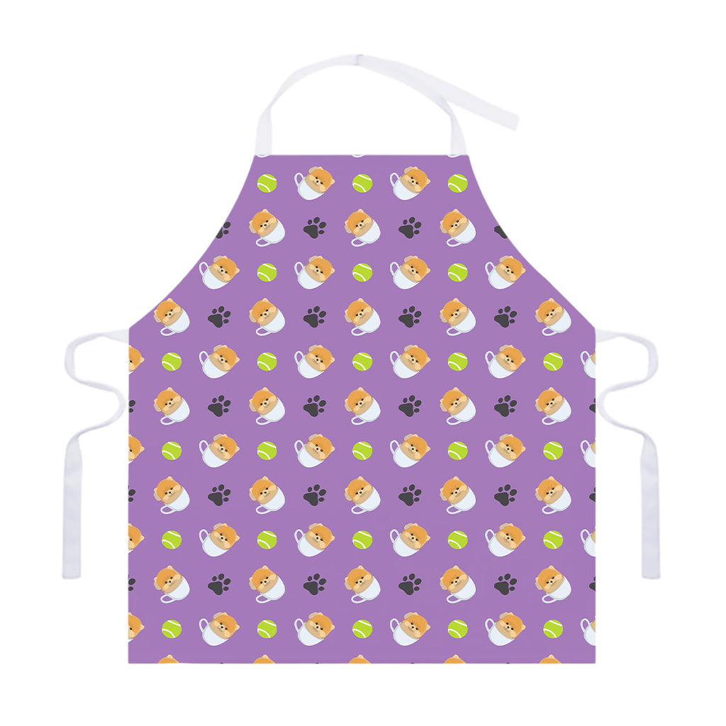 Pomeranian In Tea Cup Pattern Print Adjustable Apron