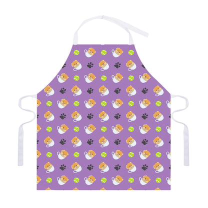 Pomeranian In Tea Cup Pattern Print Adjustable Apron
