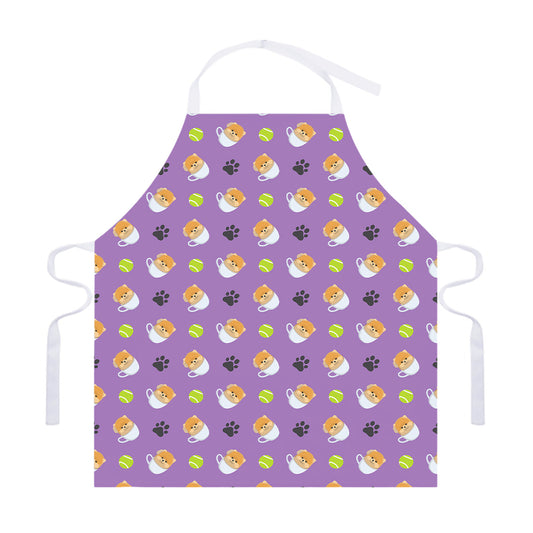 Pomeranian In Tea Cup Pattern Print Adjustable Apron