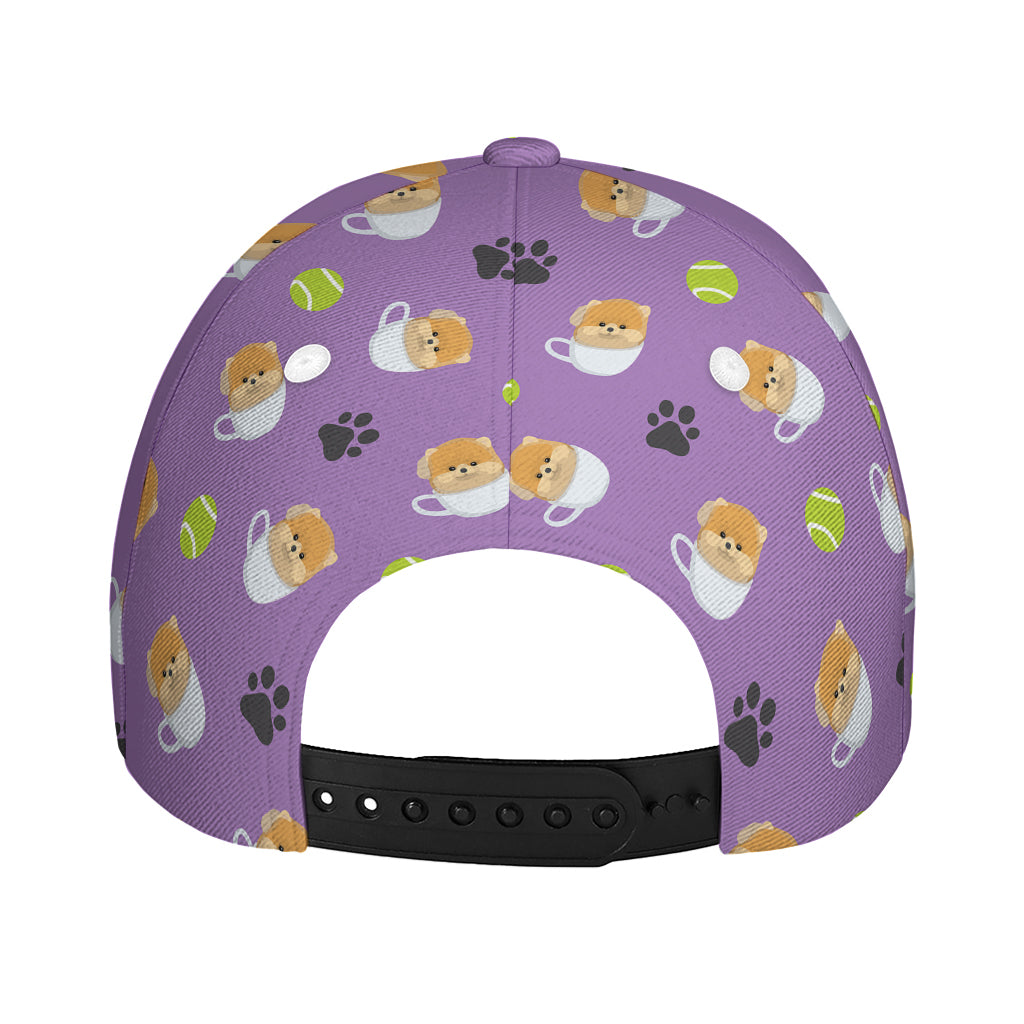 Pomeranian In Tea Cup Pattern Print Baseball Cap