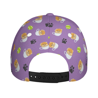 Pomeranian In Tea Cup Pattern Print Baseball Cap