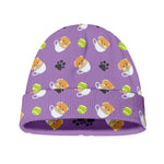 Pomeranian In Tea Cup Pattern Print Beanie