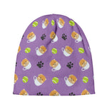 Pomeranian In Tea Cup Pattern Print Beanie