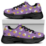 Pomeranian In Tea Cup Pattern Print Black Chunky Shoes