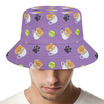 Pomeranian In Tea Cup Pattern Print Bucket Hat
