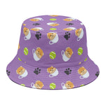 Pomeranian In Tea Cup Pattern Print Bucket Hat