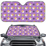 Pomeranian In Tea Cup Pattern Print Car Windshield Sun Shade