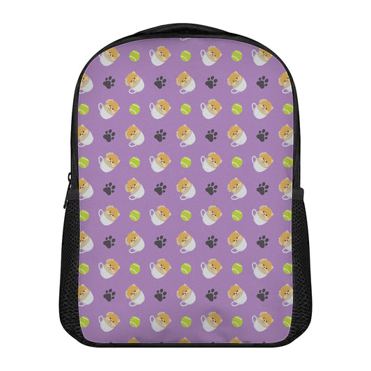 Pomeranian In Tea Cup Pattern Print Casual Backpack
