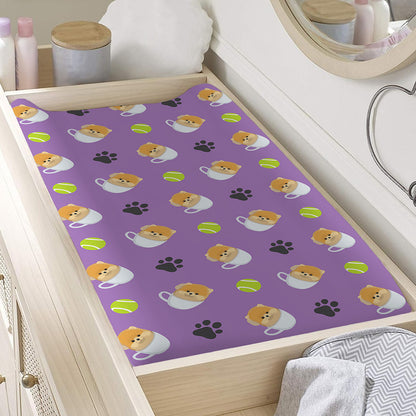 Pomeranian In Tea Cup Pattern Print Changing Pad Cover