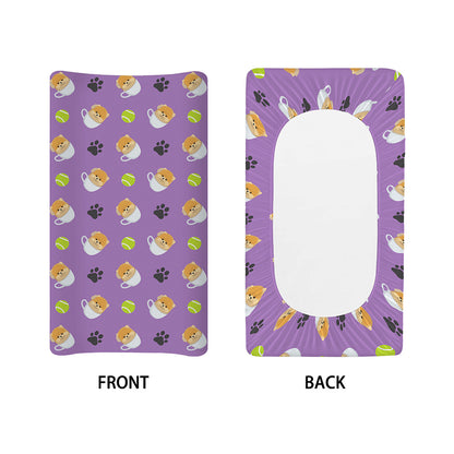 Pomeranian In Tea Cup Pattern Print Changing Pad Cover