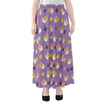 Pomeranian In Tea Cup Pattern Print Chiffon Maxi Skirt