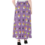 Pomeranian In Tea Cup Pattern Print Chiffon Maxi Skirt