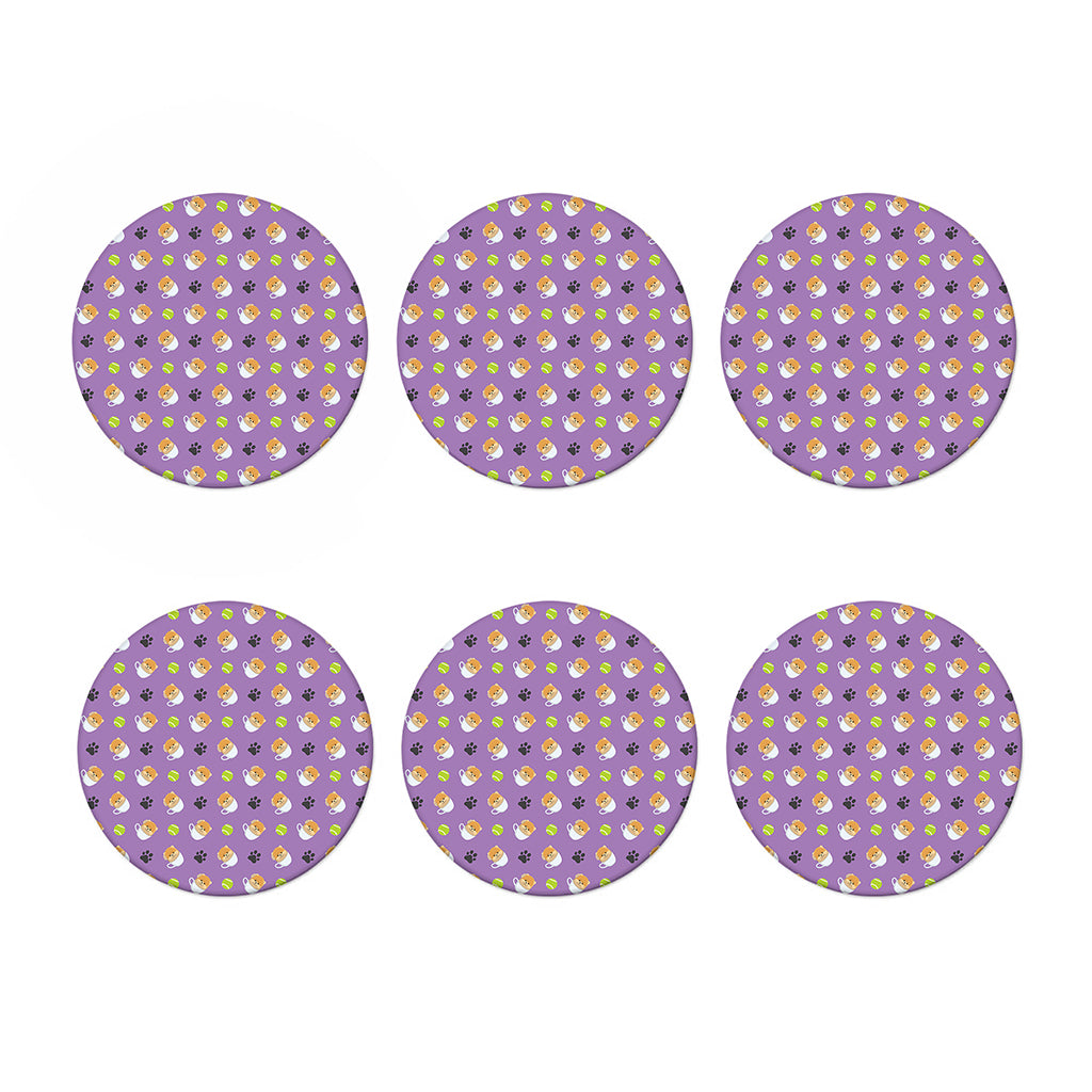 Pomeranian In Tea Cup Pattern Print Coaster Set