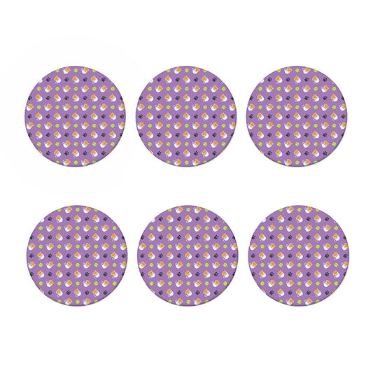 Pomeranian In Tea Cup Pattern Print Coaster Set