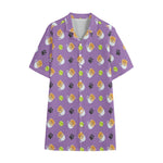 Pomeranian In Tea Cup Pattern Print Cotton Hawaiian Shirt