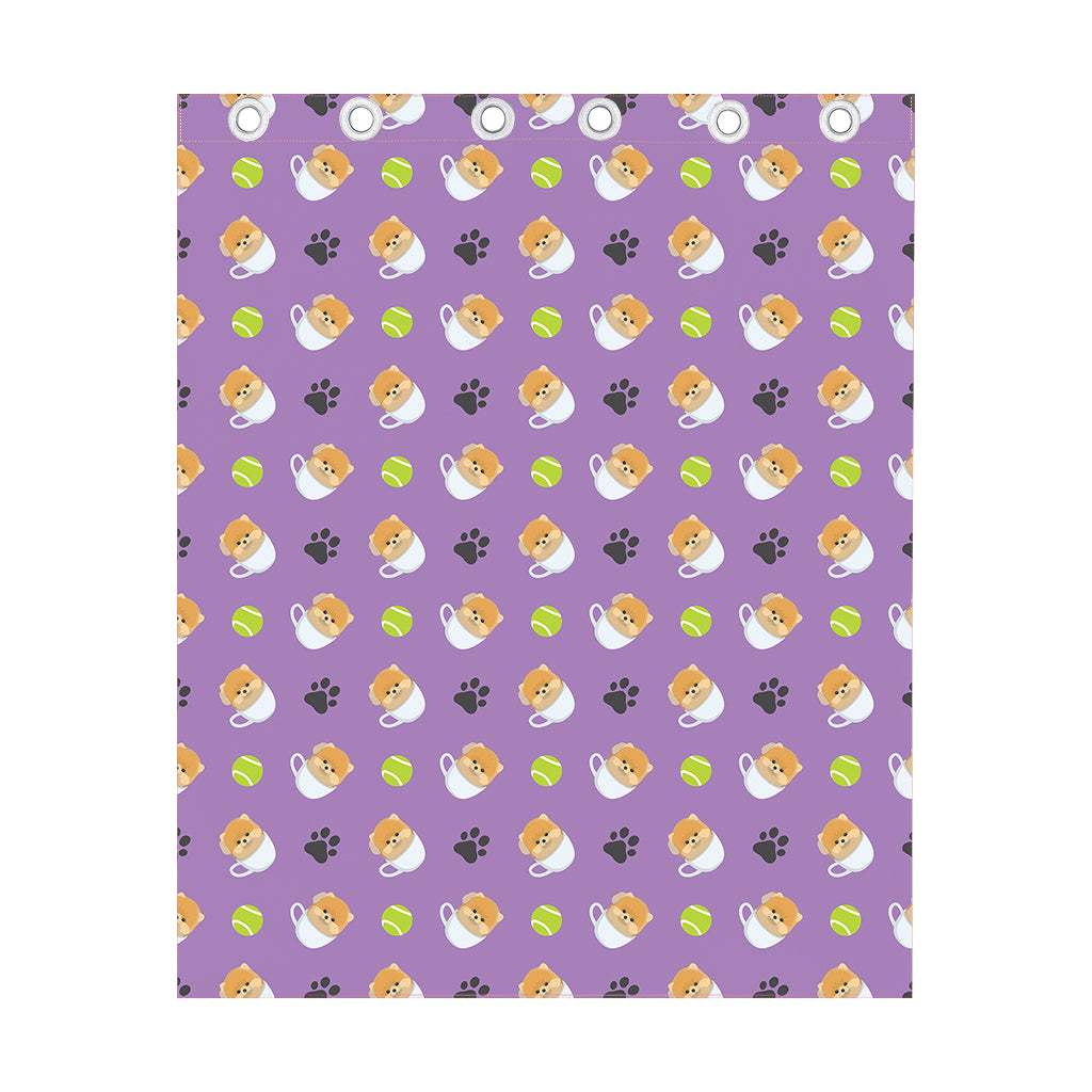 Pomeranian In Tea Cup Pattern Print Curtain