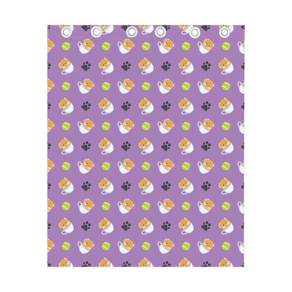 Pomeranian In Tea Cup Pattern Print Curtain