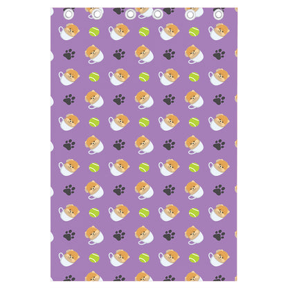Pomeranian In Tea Cup Pattern Print Curtain