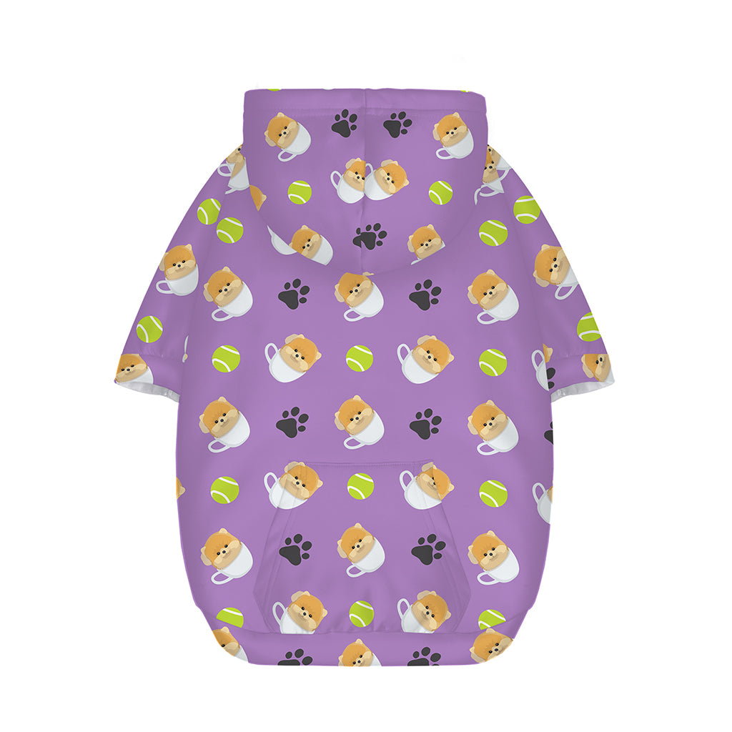 Pomeranian In Tea Cup Pattern Print Dog Zip Up Hoodie