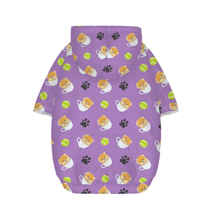 Pomeranian In Tea Cup Pattern Print Dog Zip Up Hoodie