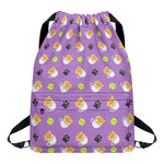 Pomeranian In Tea Cup Pattern Print Drawstring Backpack