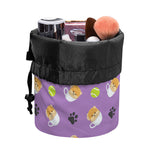 Pomeranian In Tea Cup Pattern Print Drawstring Makeup Bag