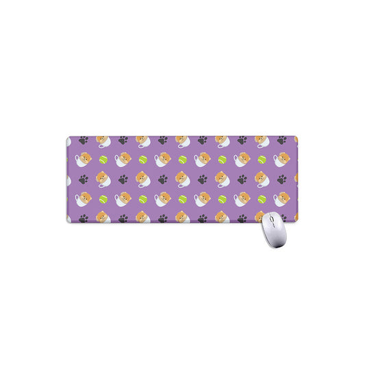 Pomeranian In Tea Cup Pattern Print Extended Mouse Pad