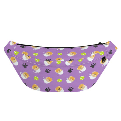 Pomeranian In Tea Cup Pattern Print Fanny Pack