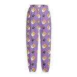 Pomeranian In Tea Cup Pattern Print Fleece Lined Knit Pants