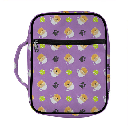 Pomeranian In Tea Cup Pattern Print Front Pocket Bible Bag