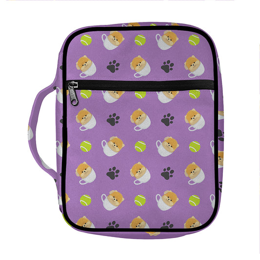 Pomeranian In Tea Cup Pattern Print Front Pocket Bible Bag