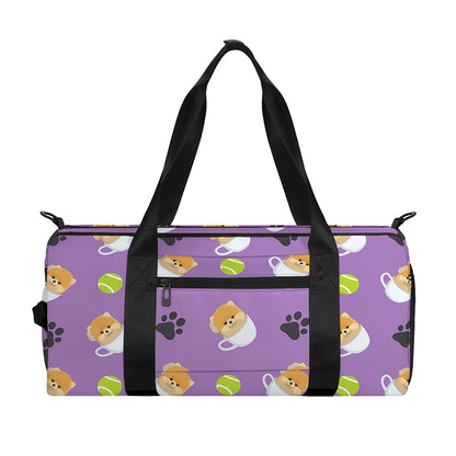 Pomeranian In Tea Cup Pattern Print Gym Bag