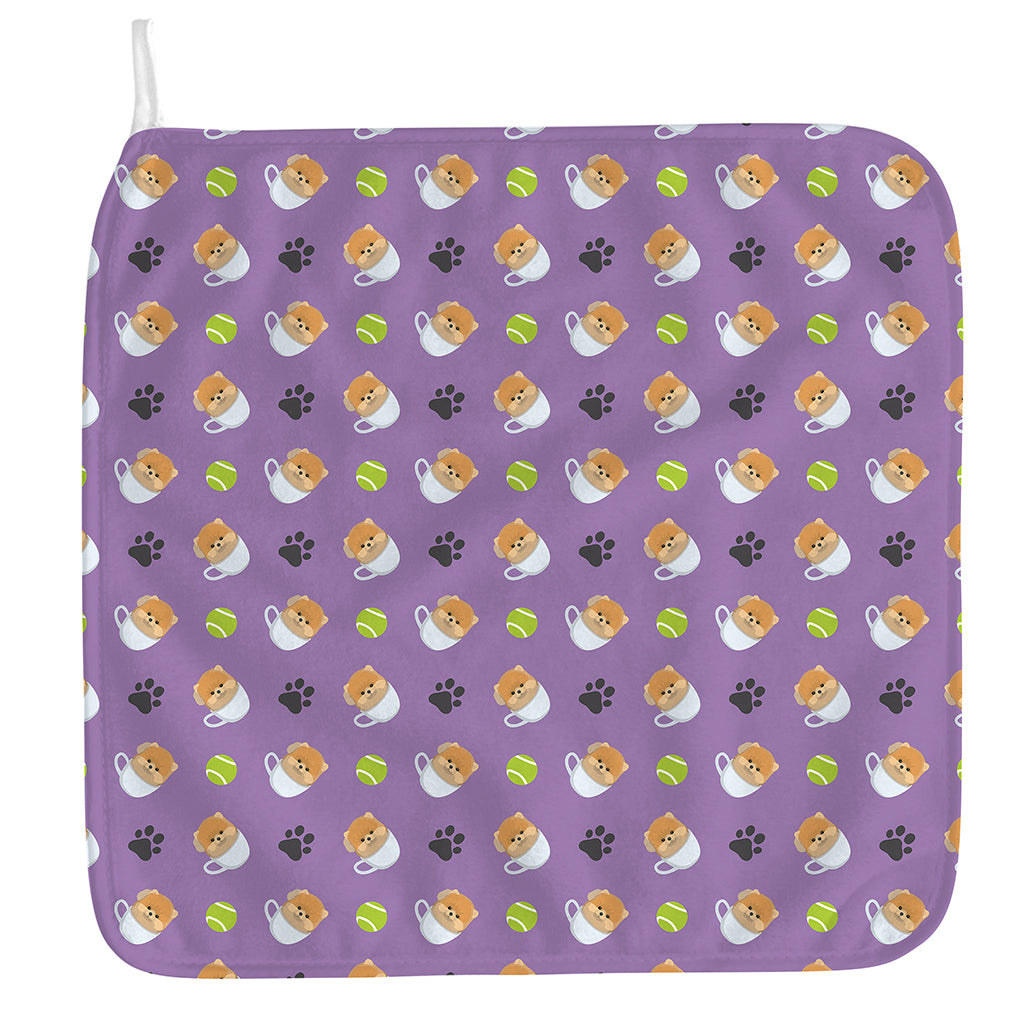 Pomeranian In Tea Cup Pattern Print Hand Towel