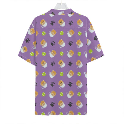 Pomeranian In Tea Cup Pattern Print Hawaiian Shirt