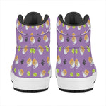 Pomeranian In Tea Cup Pattern Print High Top Leather Sneakers