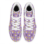 Pomeranian In Tea Cup Pattern Print High Top Leather Sneakers