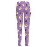 Pomeranian In Tea Cup Pattern Print High-Waisted Pocket Leggings
