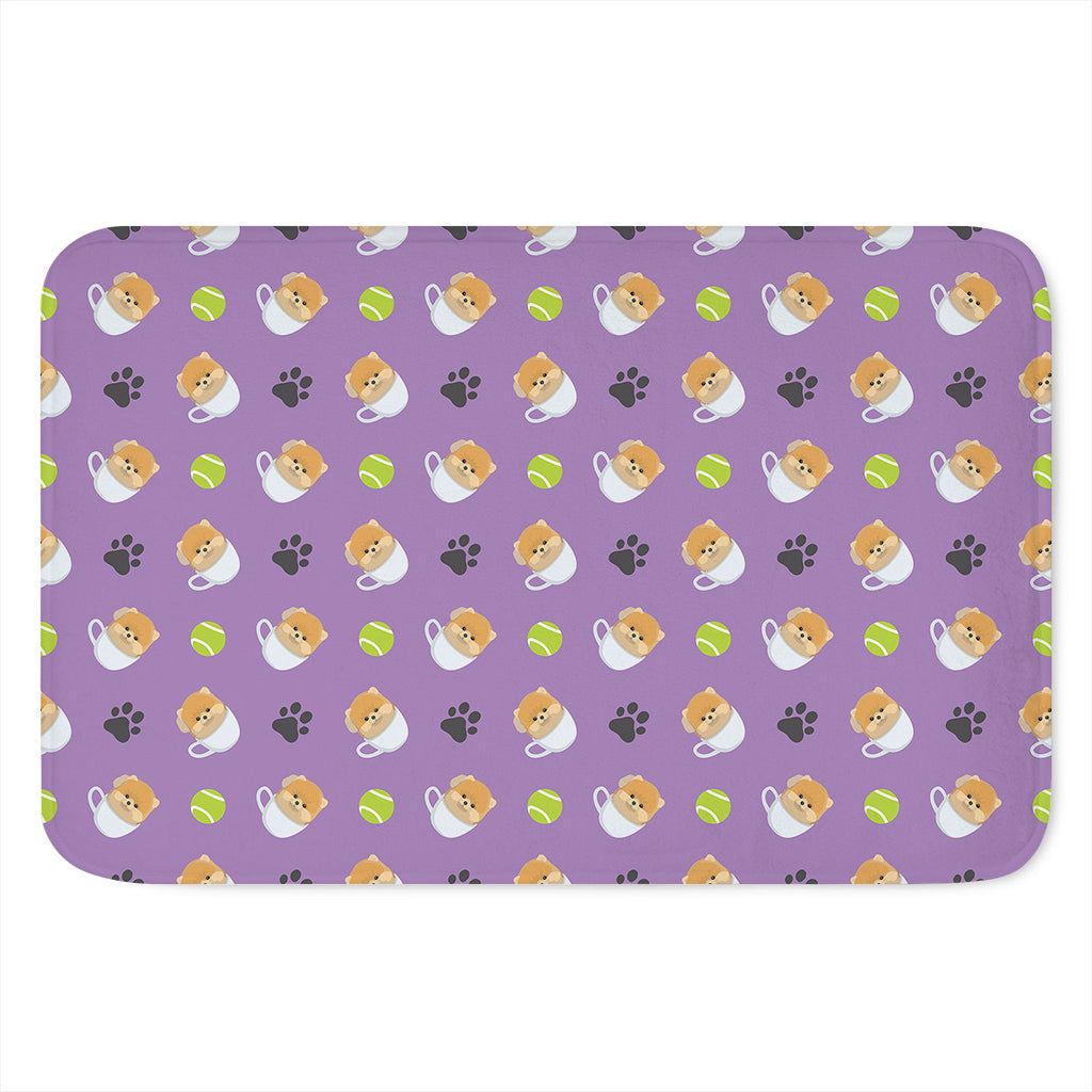 Pomeranian In Tea Cup Pattern Print Indoor Door Mat