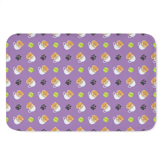 Pomeranian In Tea Cup Pattern Print Indoor Door Mat