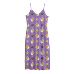 Pomeranian In Tea Cup Pattern Print Jersey Midi Cami Dress