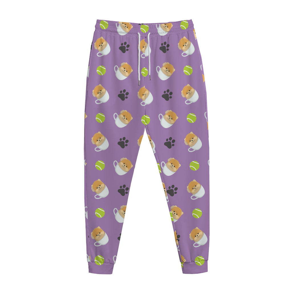 Pomeranian In Tea Cup Pattern Print Jogger Pants