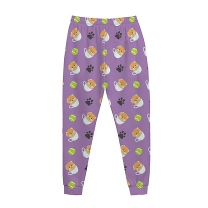Pomeranian In Tea Cup Pattern Print Jogger Pants